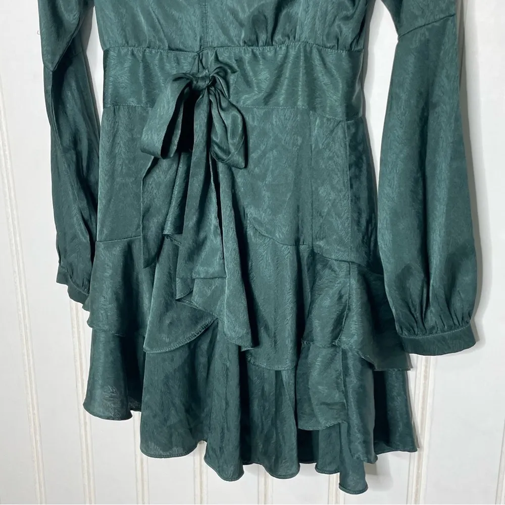 STORIA dark emerald ruffle tiered plunge mini dress 857 - Image 11