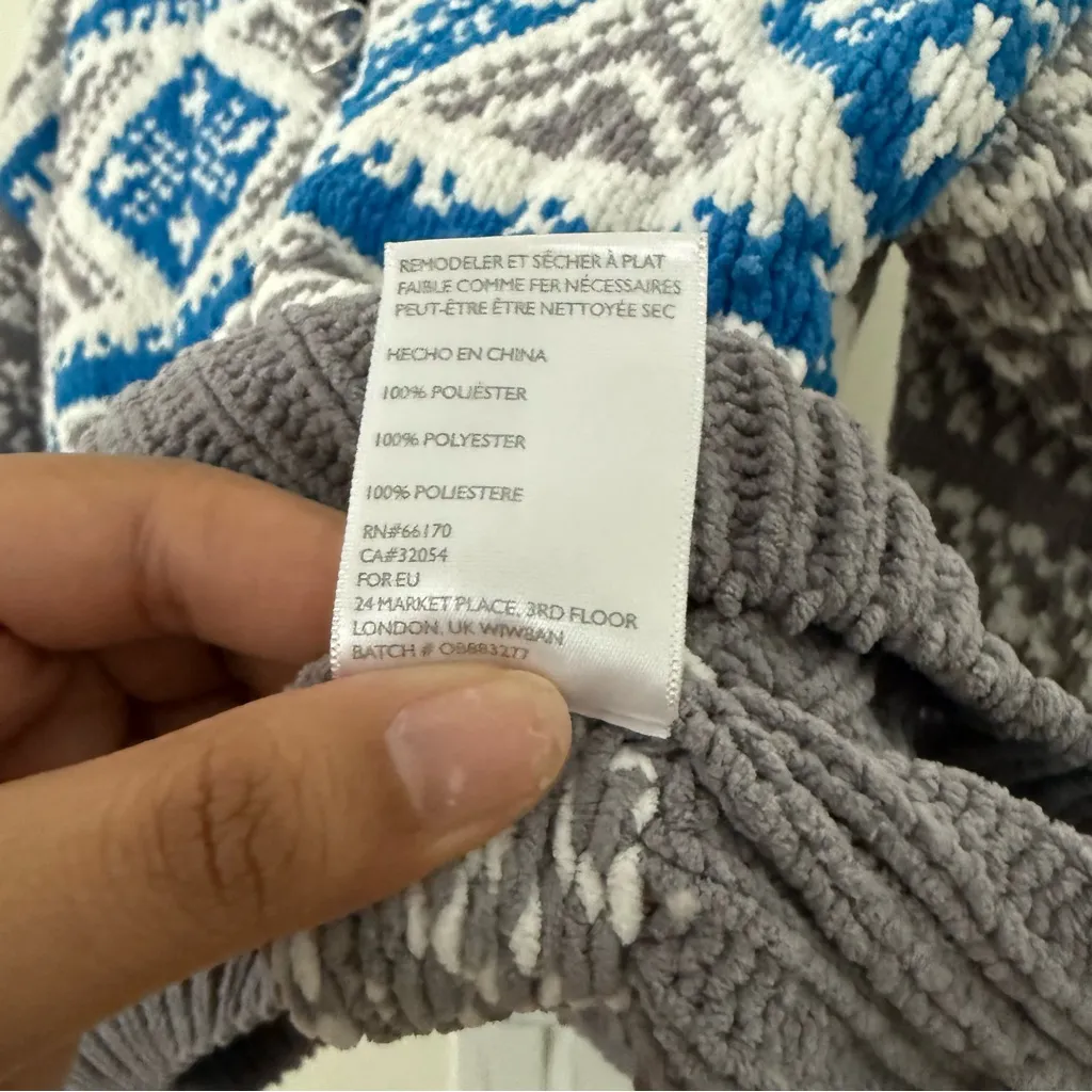 Urban Outfitters Blue and Gray Textured Scout Shrunken Zip-Up Sweater Size S - Image 9