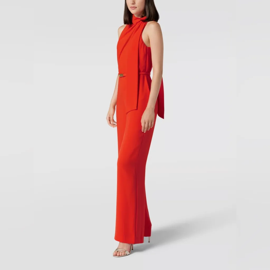 Lauren Ralph Lauren sleeveless Red jumpsuit with neck tie size 12 (NWT) - Image 4