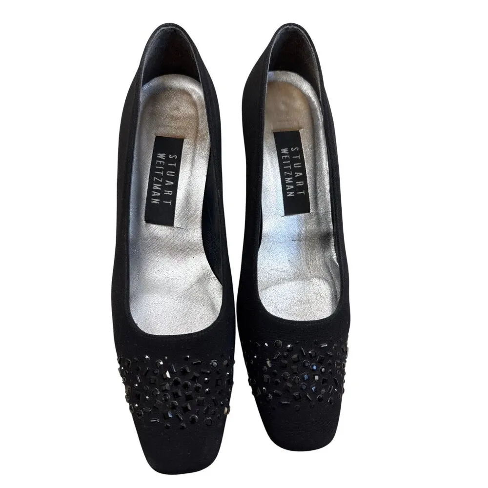 Stuart Weitzman Womens Black Leather Heeled 2.5 " Shoes  Size 7B SKU 7482 - Image 8