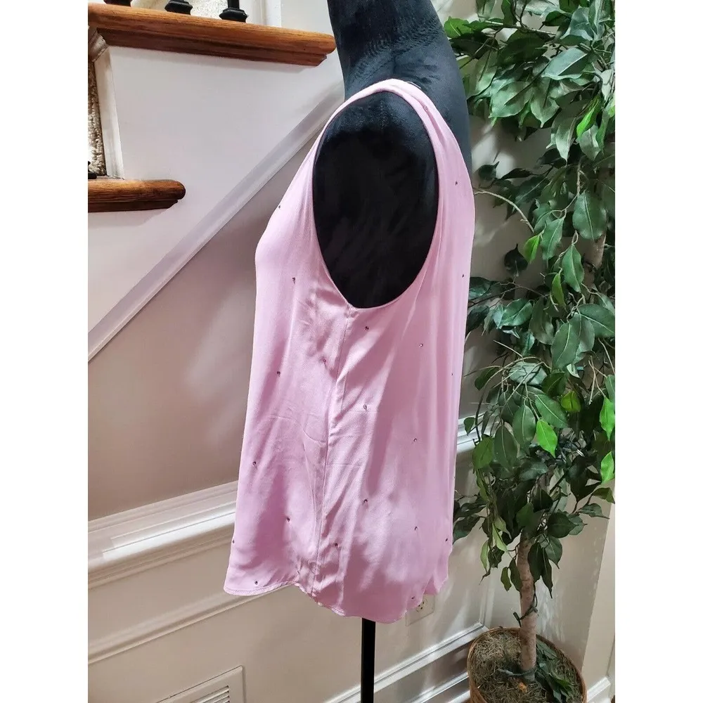 Massimo Dutti Women's Purple Solid Polyester Sleeveless V-Neck Blouse Size Small - Image 5