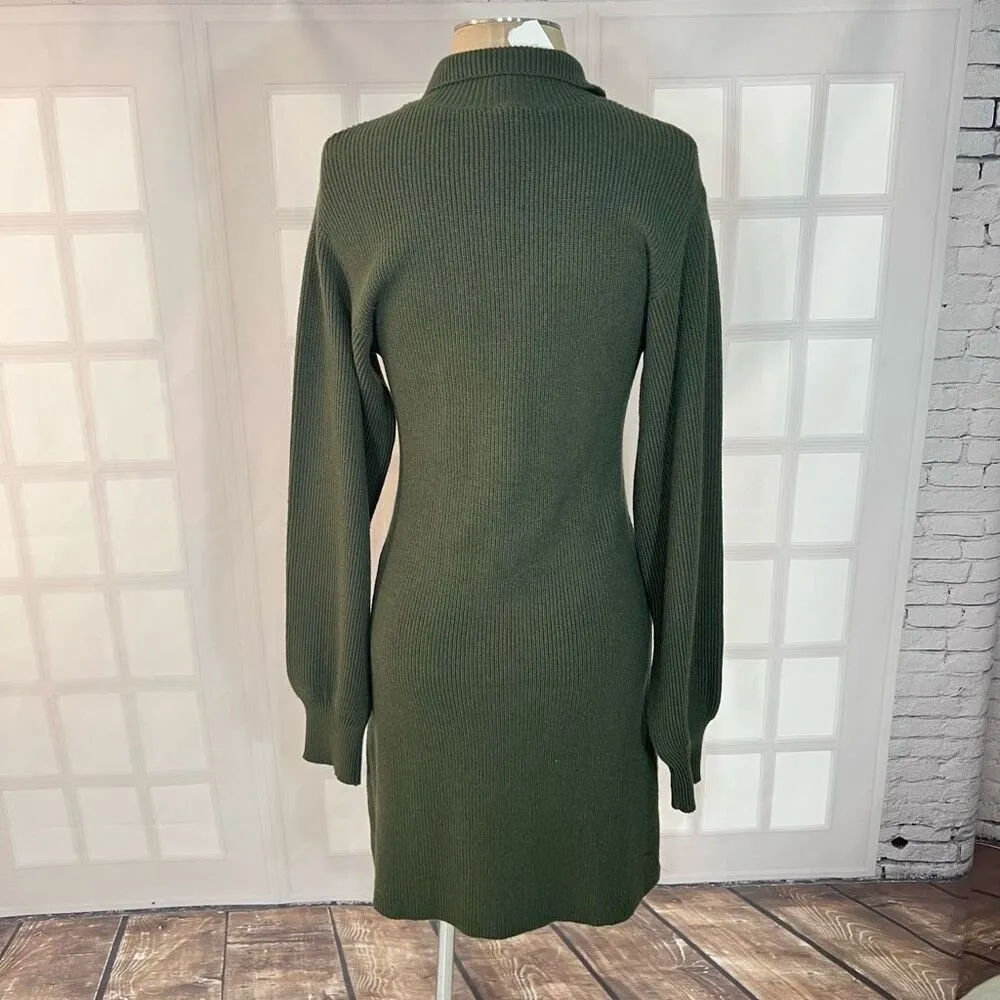 Versona NWT Green Collared Long Sleeve Knitted Sweater Dress Size Medium - Image 5