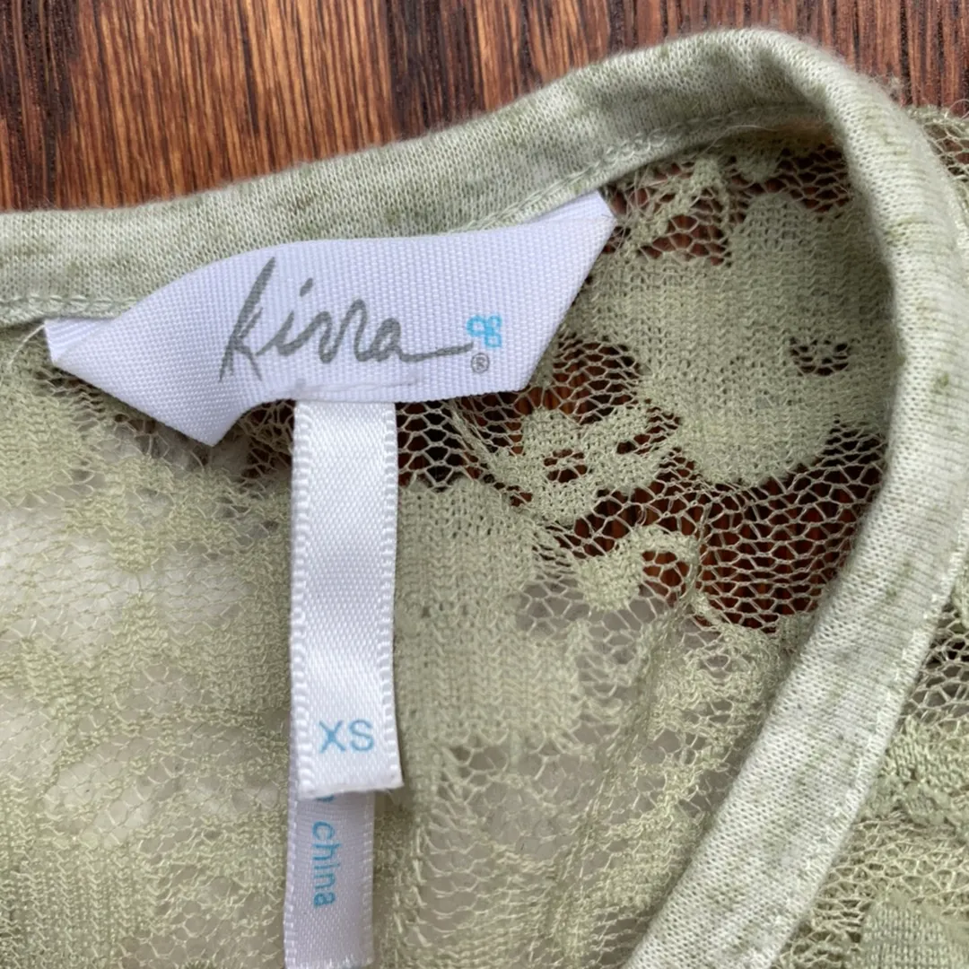 Kirra Olive Green Sweetheart Swing Lace Top XS - Image 7