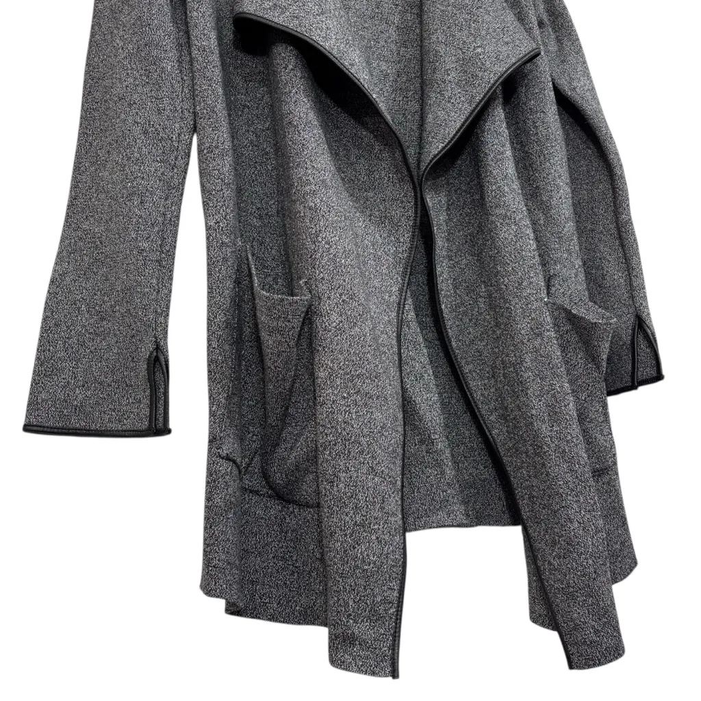 Zara Knit Gray Black Waterfall Cardigan Size Medium Womens - Image 3