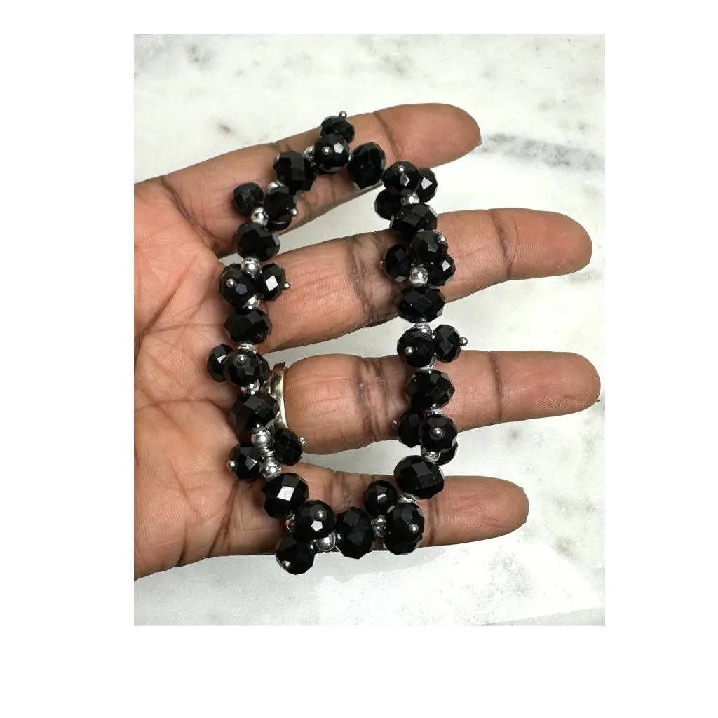 Elegant Black Crystal Beaded Stretch Bracelet Fashion Jewelry Goth Witchy - Image 3