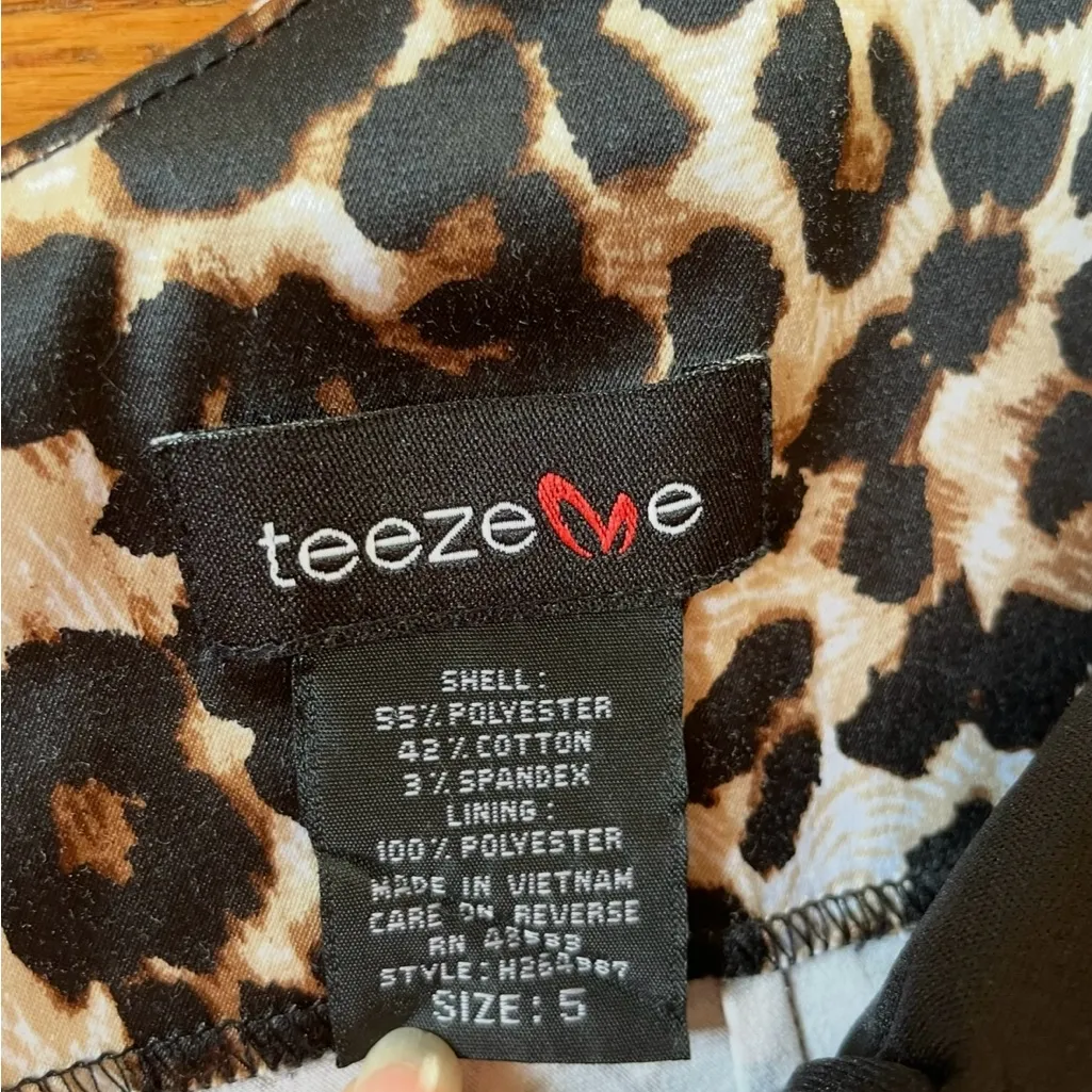 Teeze Me Leopard Print Satin Party Dress Black Skirt Y2K Style Size 5 - Image 2