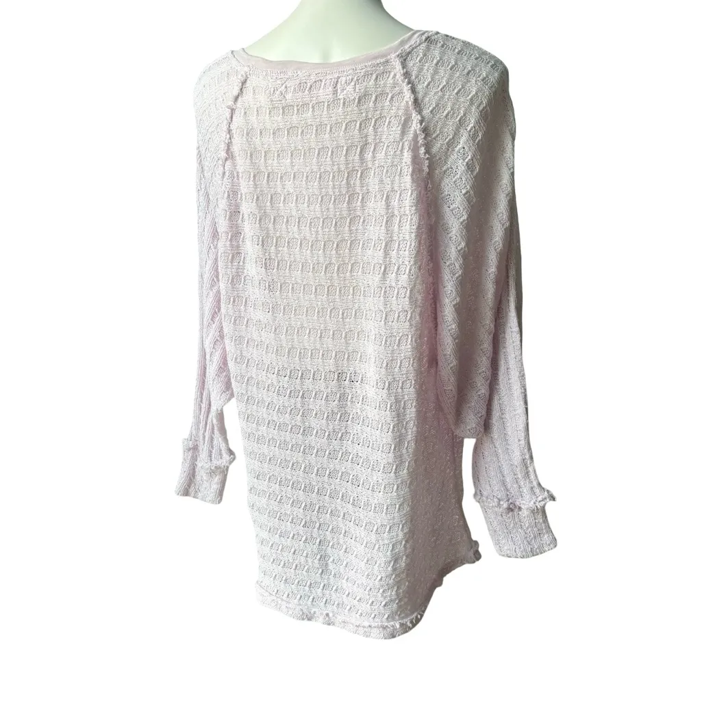 Free People We The Free Thiens Hacci Powder Pink V Neck Lightweight Sweater, XL - Image 10