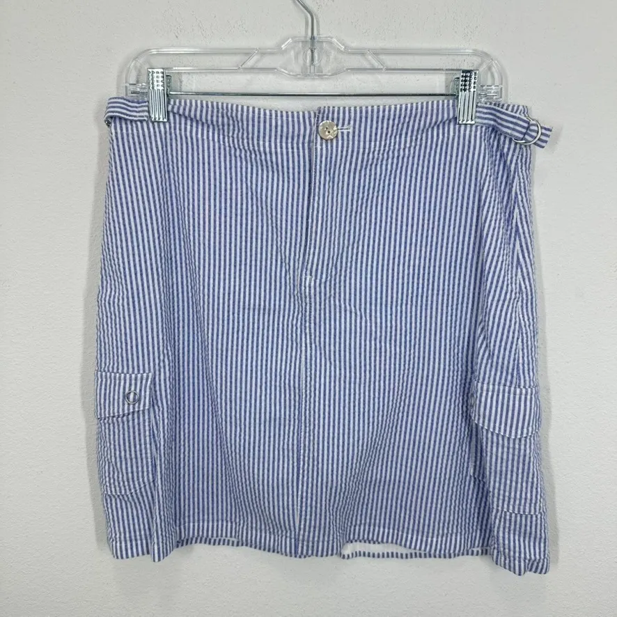 Fresh Produce‎ Blue White Stripe Seersucker Shirt Skirt Set Size M Summer Casual - Image 10