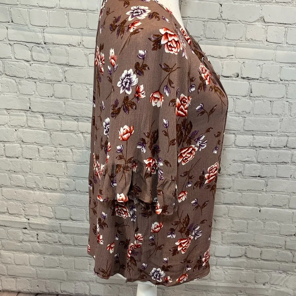 AMERICAN EAGLE OUTFITTERS Blouse Laced Bust Floral Print-Small - Image 3