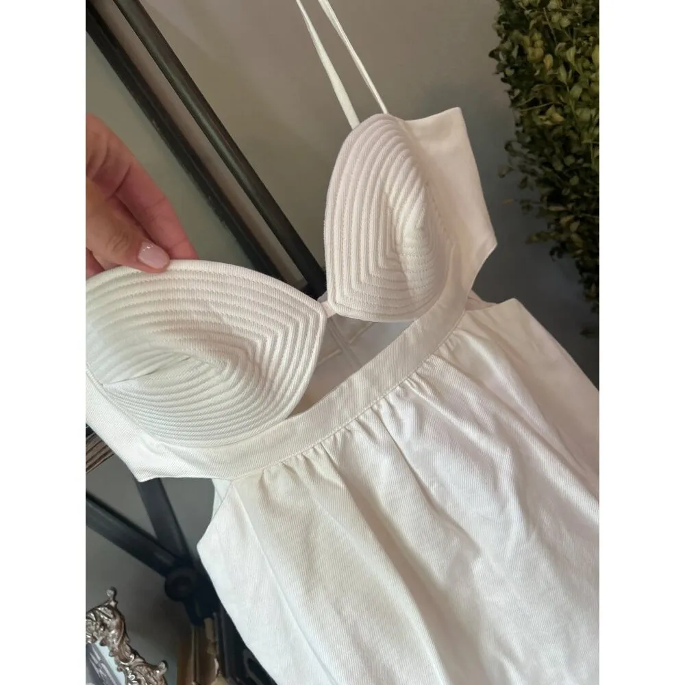 Adriana Degreas Matelasse Cotton Short Dress Off White Womens Size Large - Image 4