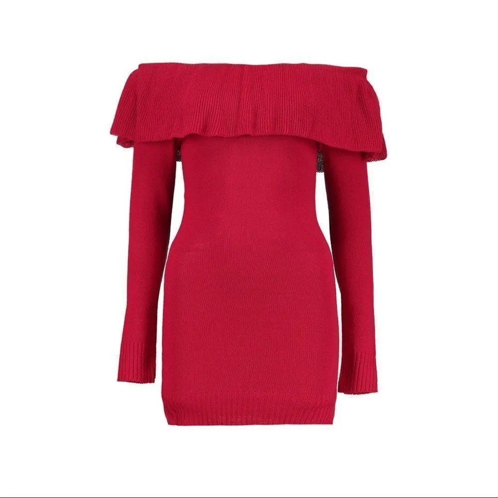 ✨HP✨Poppy Frill Neck Long Sleeve Jumper Dress✨ - Image 4