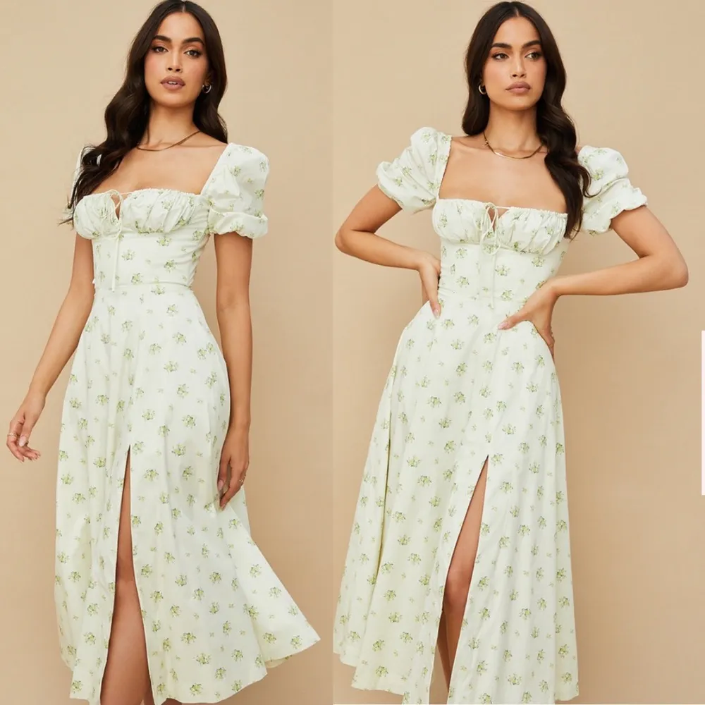 HOUSE OF CB 'Tallulah' Ivory Floral Puff Sleeve Midi Dress NWOT Size‎ XL - Image 4