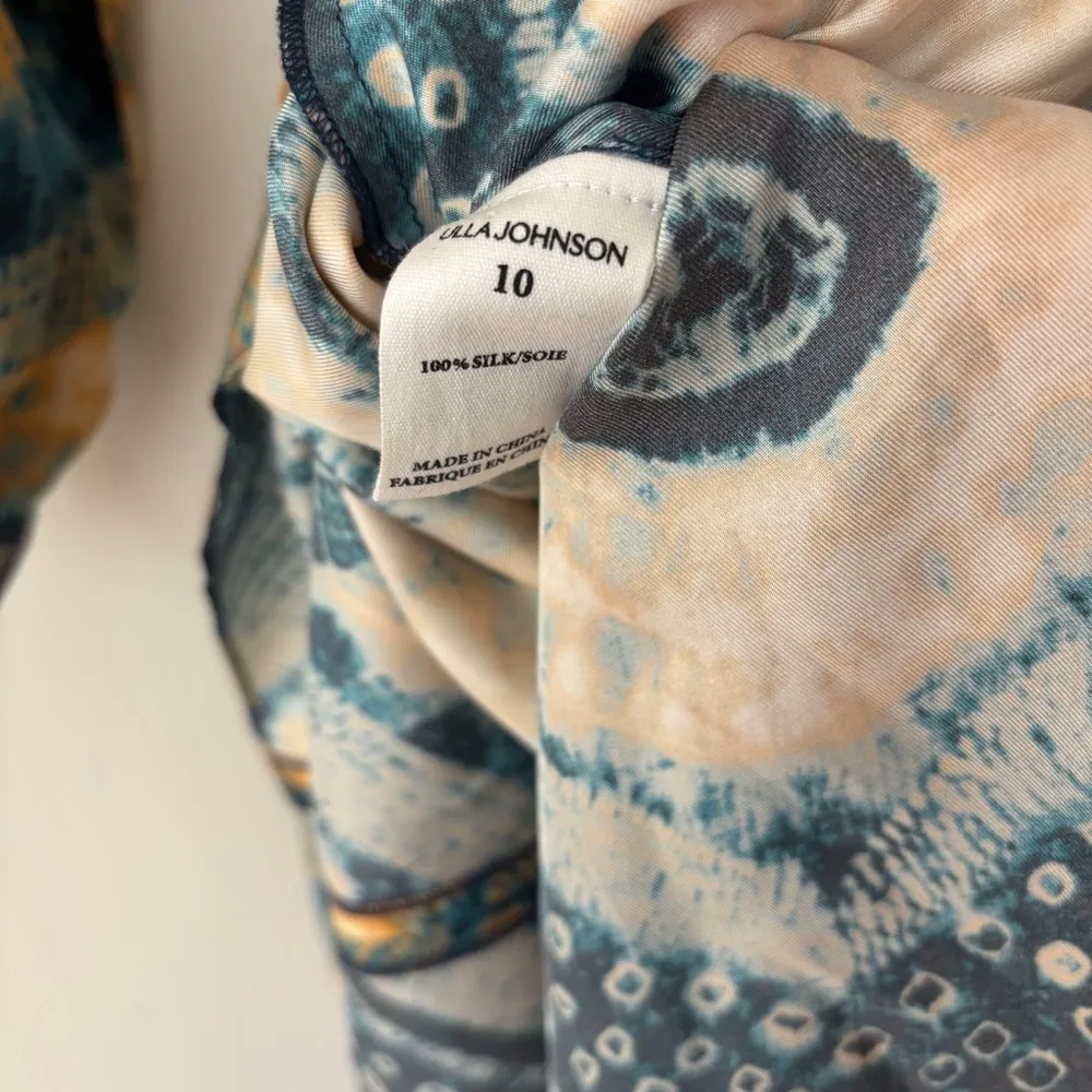 Ulla Johnson Tulia Dress‎ Green Gold Constellation Silk Size 10 Cutouts Shibori - Image 11