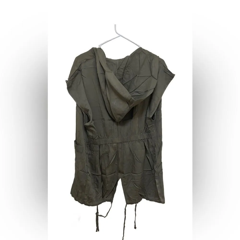 Uniq Distressed Hooded Utility Tunic Jacket Green Size L - Image 3