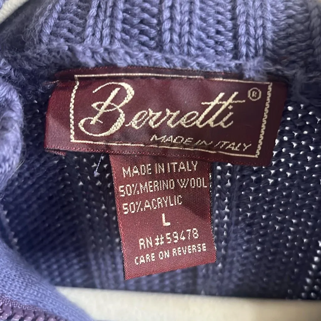 ✨Berretti Wool Blend Mock Neck Zip Sz Large Cardigan✨ Purple - Image 5
