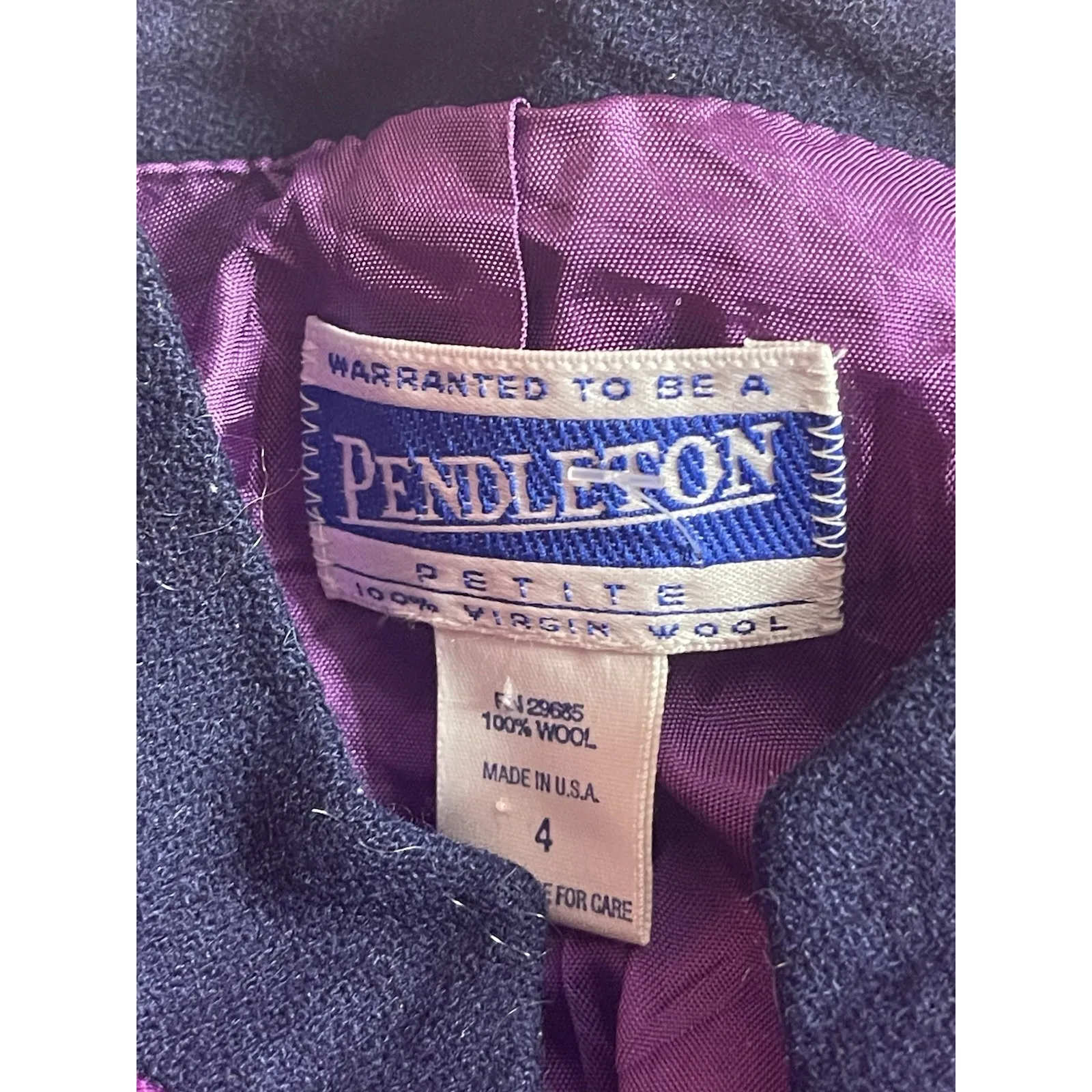 VTG Pendleton 100% Wool Skirt Size 2P Suit Purple Black Jacket Size 4P Bin11 - Image 2