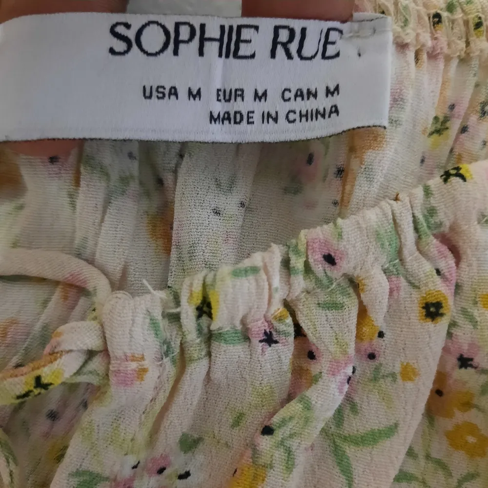 Sophie Rue Top Blouse Women's Size Medium Beige Floral Boho Peasant Cottagecore - Image 3