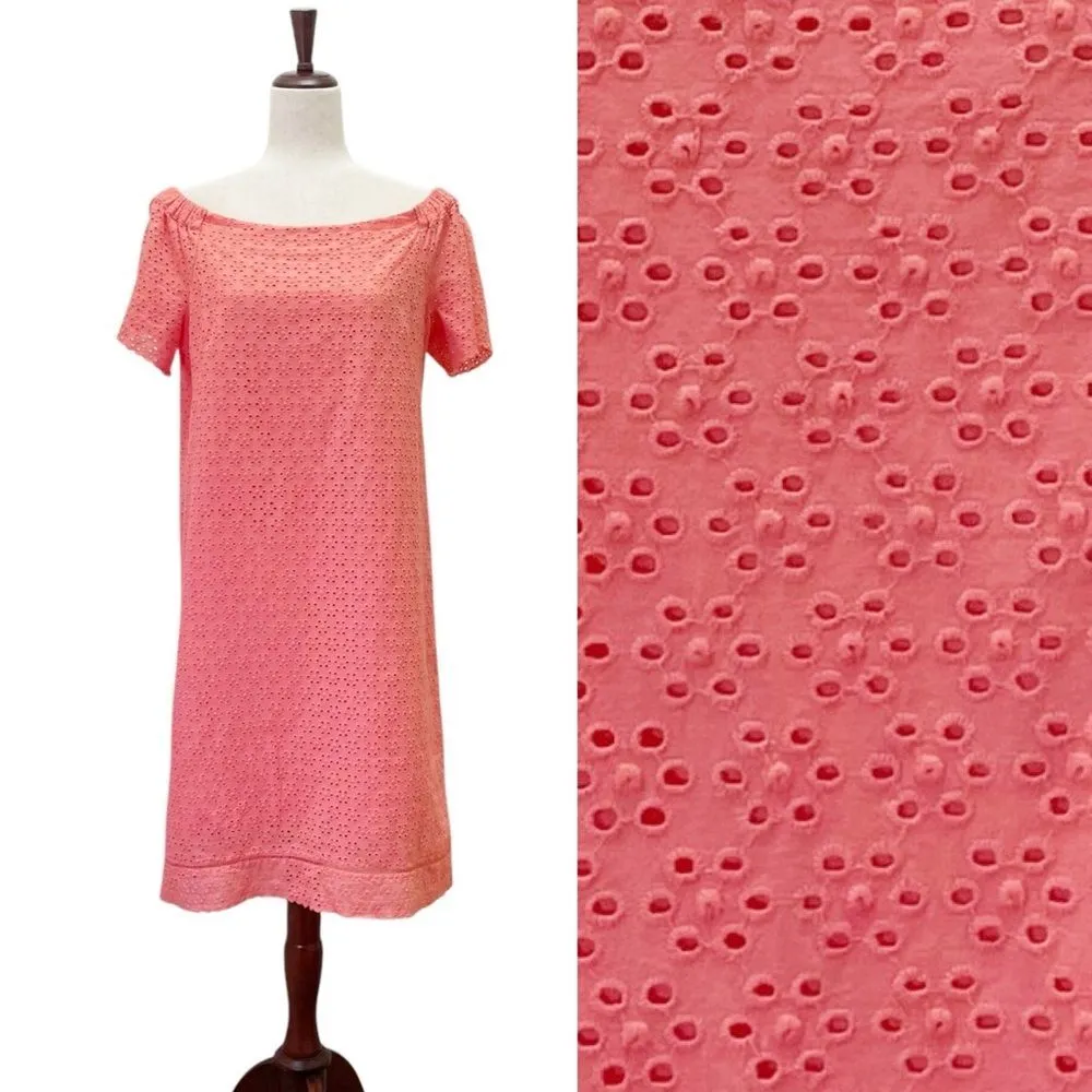 NWT Lauren Ralph Lauren Sun Coral Eyelet Off Shoulder Midi Dress Size 8 Cotton - Image 15