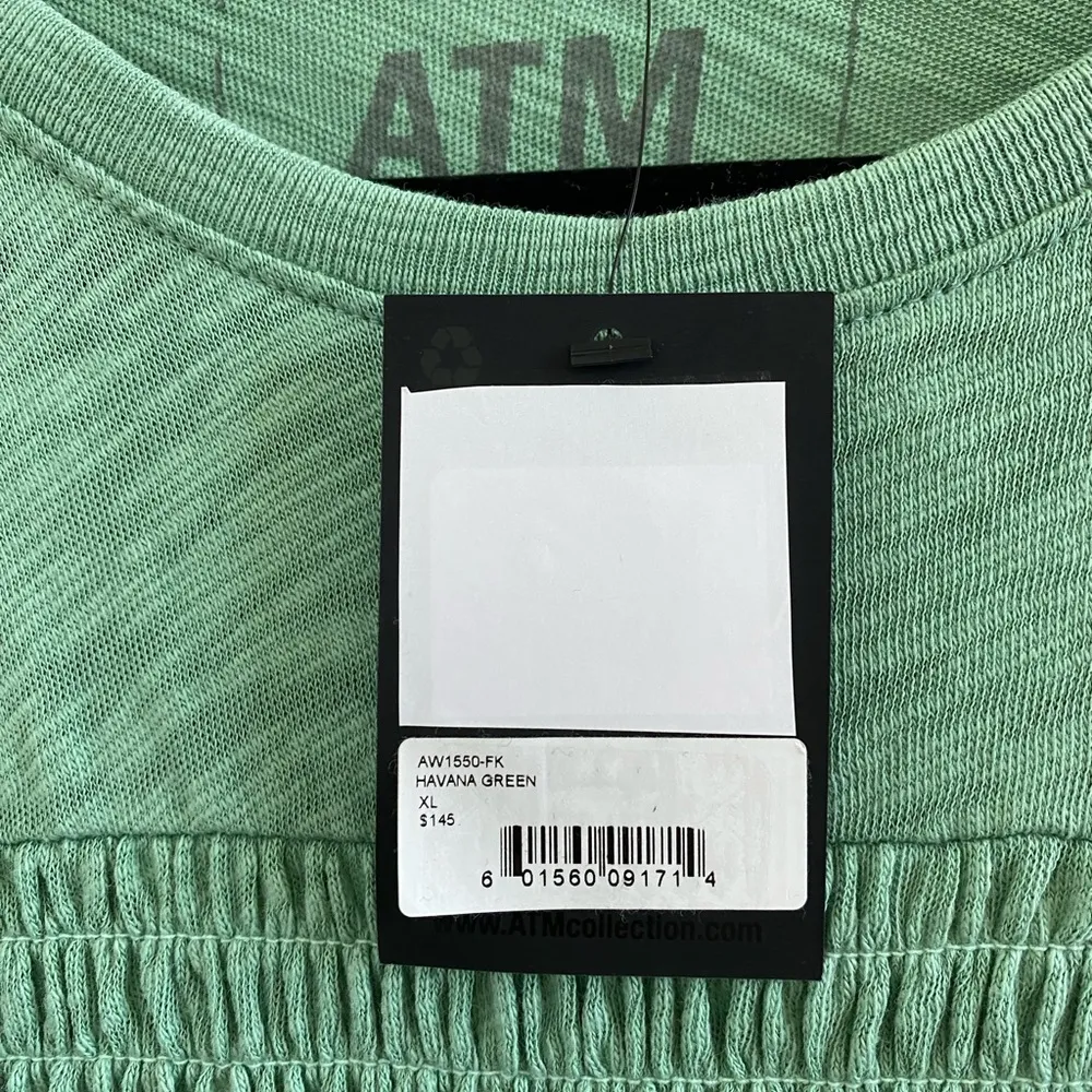 ATM Slub Jersey Smocked Tee In Havana Green Size XL New With Tag - Image 4