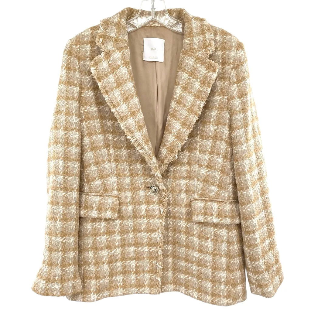 Mango Tweed Blazer Jacket Jewel Button Closure - Image 4