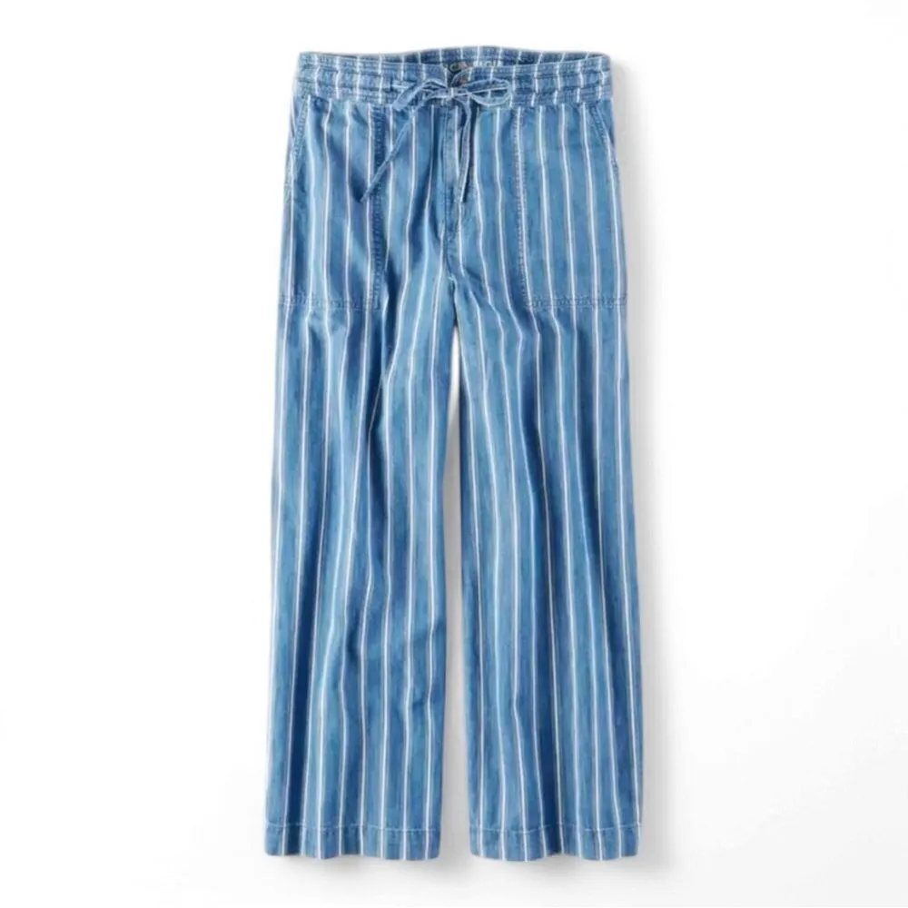 American Eagle Super High Rise Blue & White Striped Wide Leg Pants Size 2 Reg - Image 9
