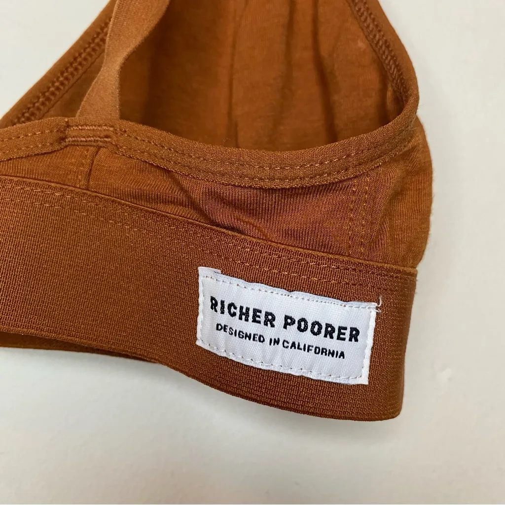 RICHER POORER Classic Triangle Bralette Unpadded Tobacco Brown/Orange Sz Small Brown - Image 9