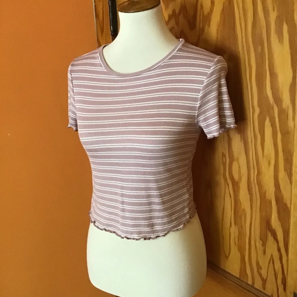 Live in the Moment Pink Striped Ribbed Tee • Lettuce Edge Top - Image 11