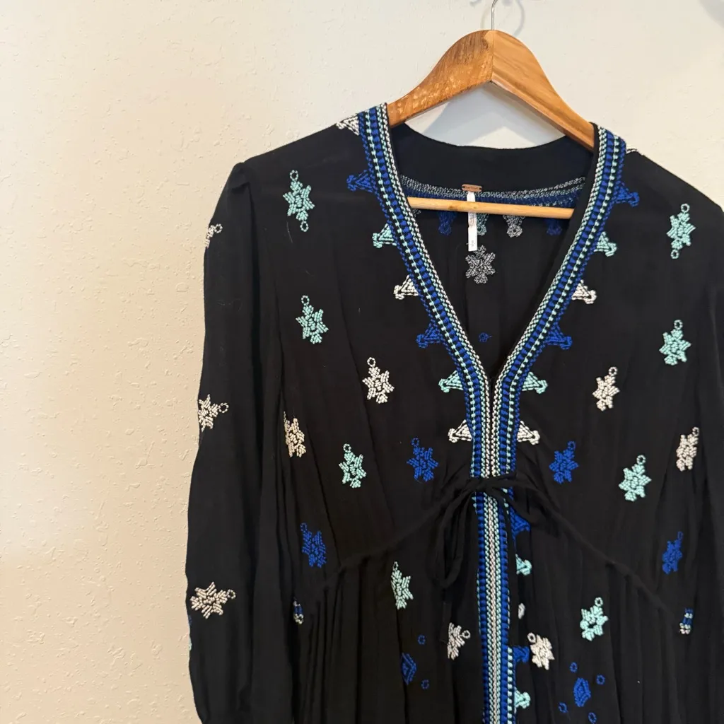 Free People Star Gazer Embroidered Mini Dress in Black - Image 5