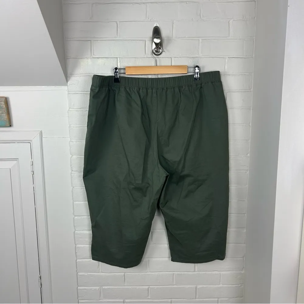 QVC Denim & Company Green Easy Wear Twill Relaxed Pull On Skimmer Cropped Pants - Image 11