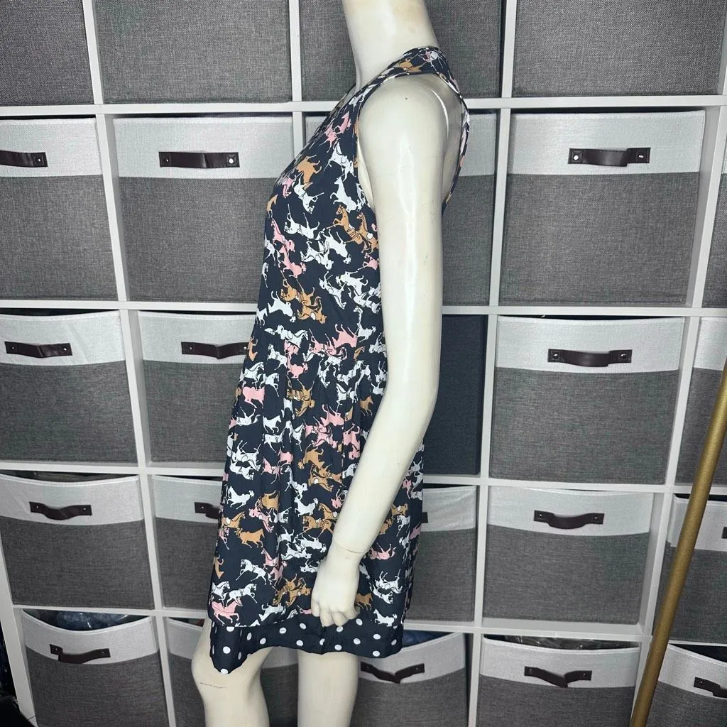 Anthropologie Porridge Petaluma Peep Hem Dress Navy Horse Print & Polka-Dot Hem - Image 11