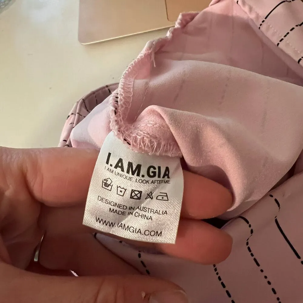 I AM GIA Pink Pinstripe Dominique High Rise Cropped Pants Size Small - Image 9