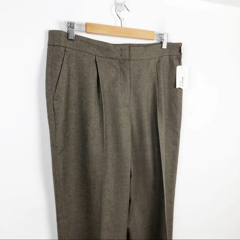 New  Akris Punto Maiko Pleated Flattering High Waisted 100% Wool Trousers Pants - Image 4