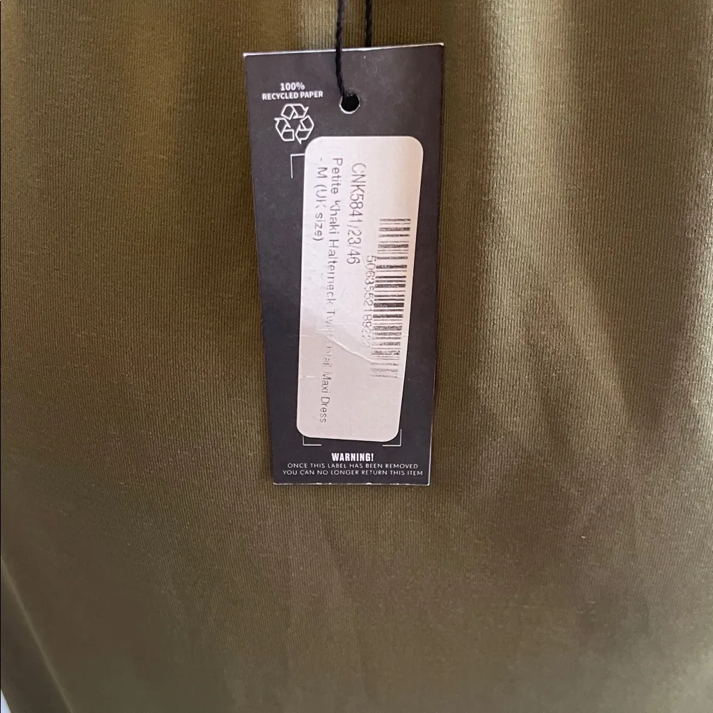 PrettyLittleThing Olive Halterneck Twist Front Maxi Dress - Image 6