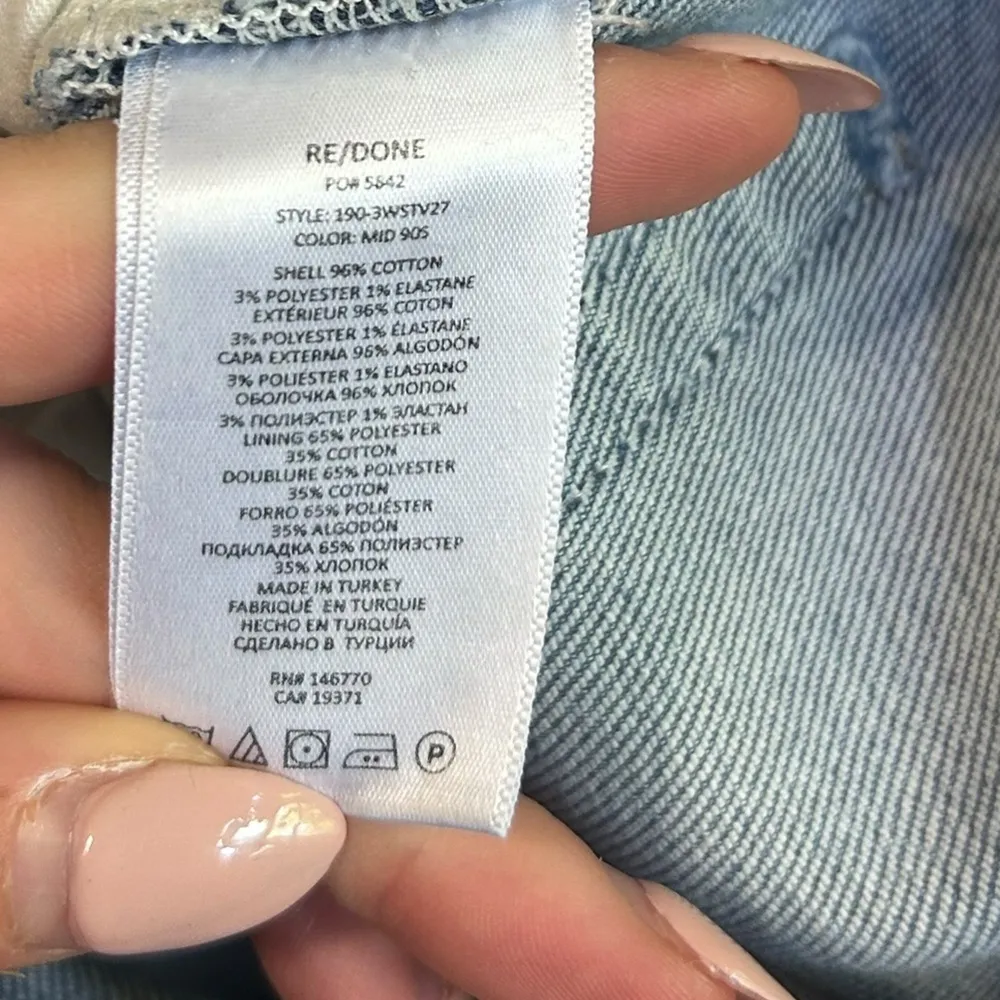 Re/Done Stove Pipe Cropped Jeans Light Wash Raw Hem Size 26 Mid 90s Button Fly - Image 12