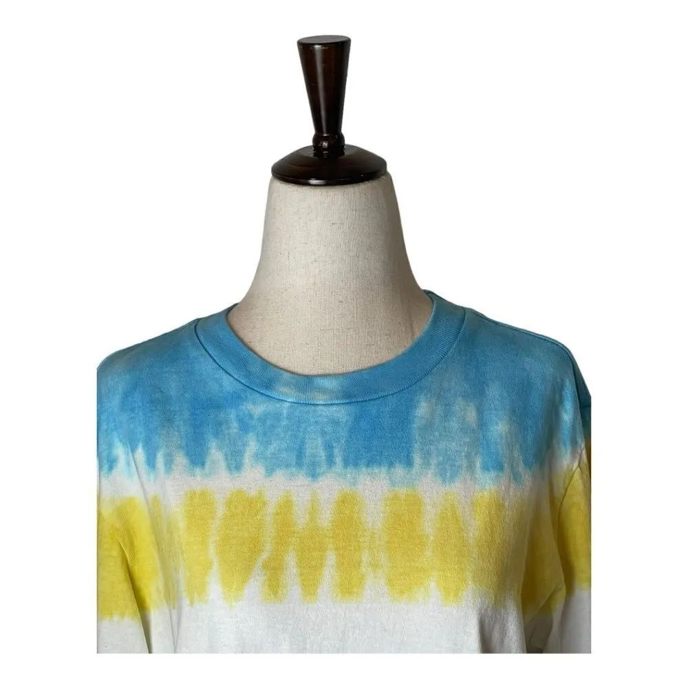 RE/DONE‎ X Hanes Blue And Yellow Tie Dye 50s Long Sleeve Crewneck Tee Size S - Image 5