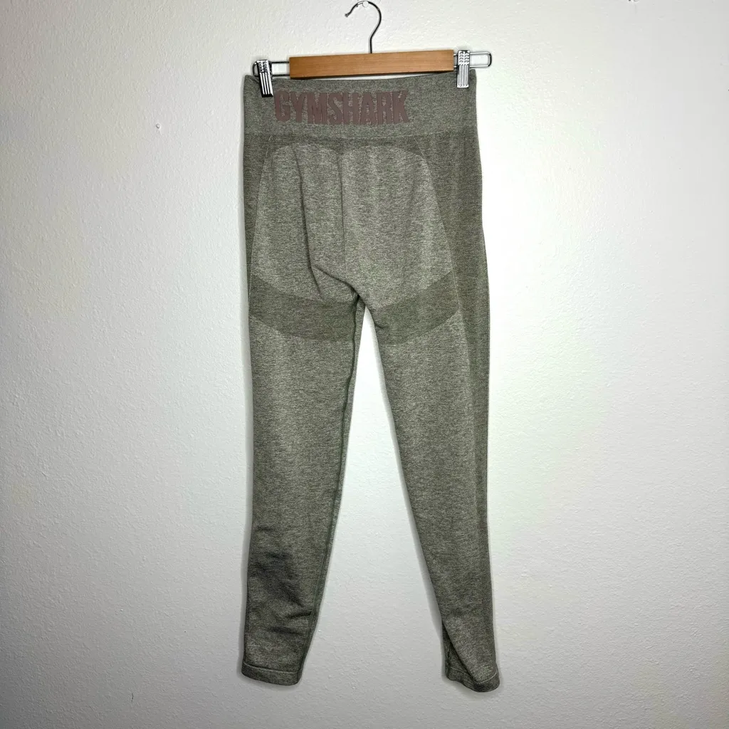 Gymshark Khaki Green & Pink Flex High Waisted Leggings‎ - Image 2