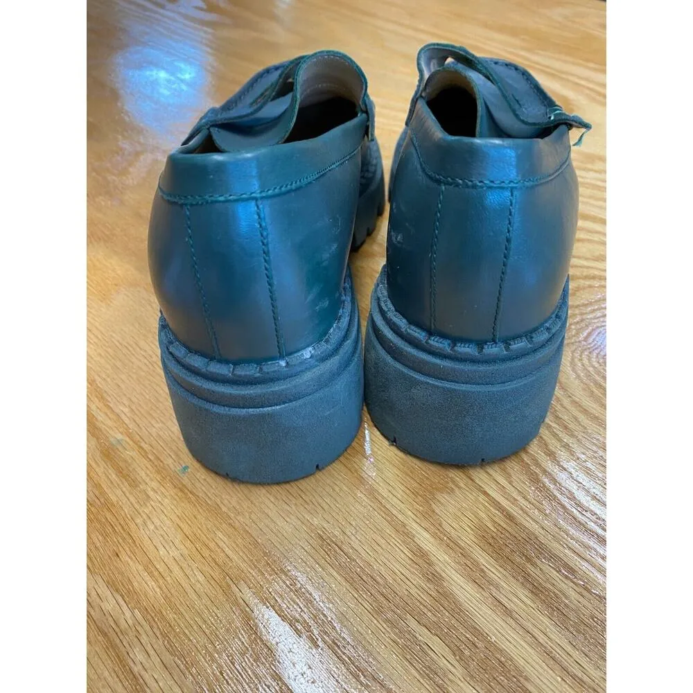 Free People Lyra Lug Sole Loafer Women's 7.5 Black Leather Slip On Round Toe S9 - Image 7