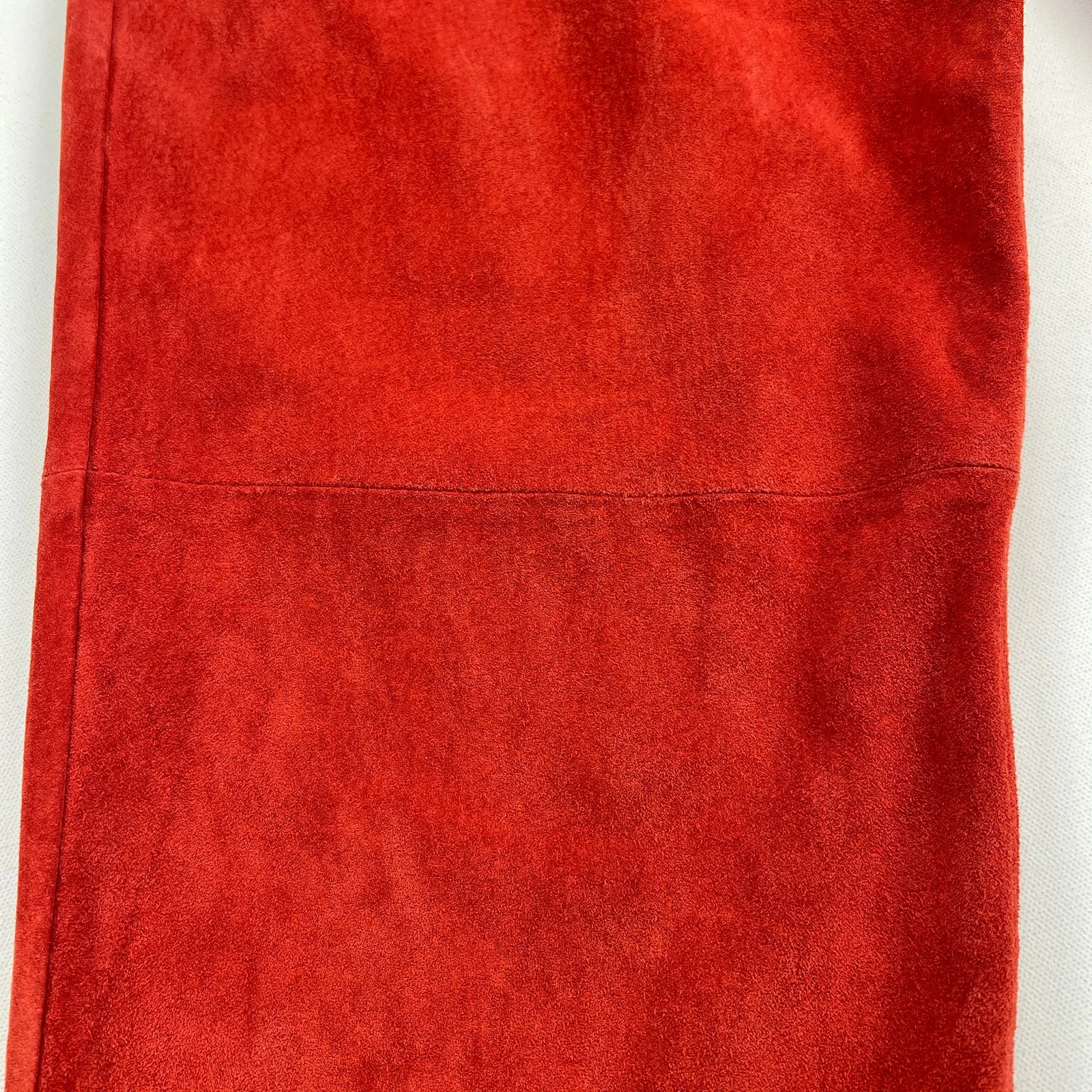 Chico's Design Suede Leather Pants Orange Straight Leg High Rise Size 12 (2.5) - Image 5