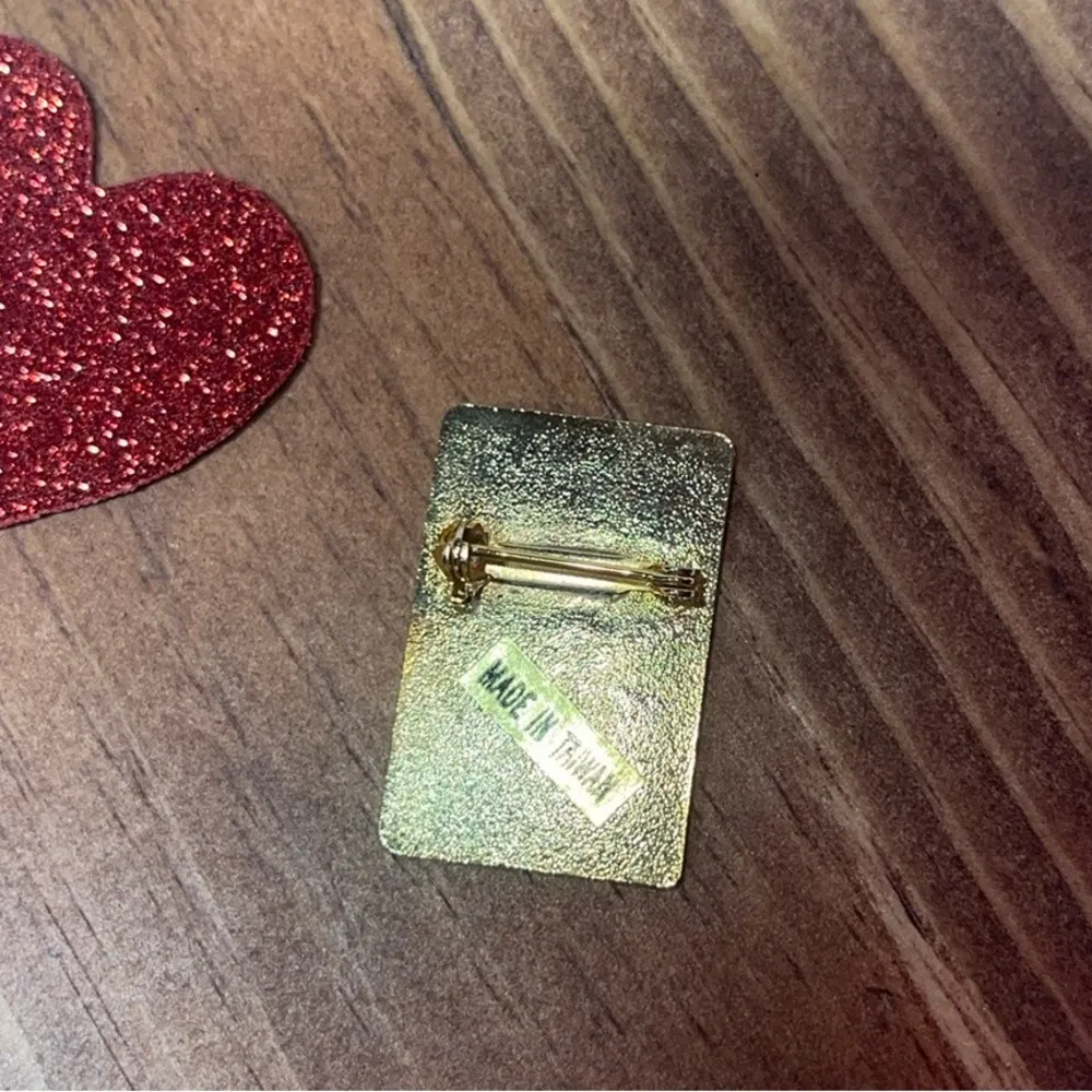 Art Deco Style Pin Gold Tone White Enamel Woman's Face Caduceus Medical ACS - Image 2