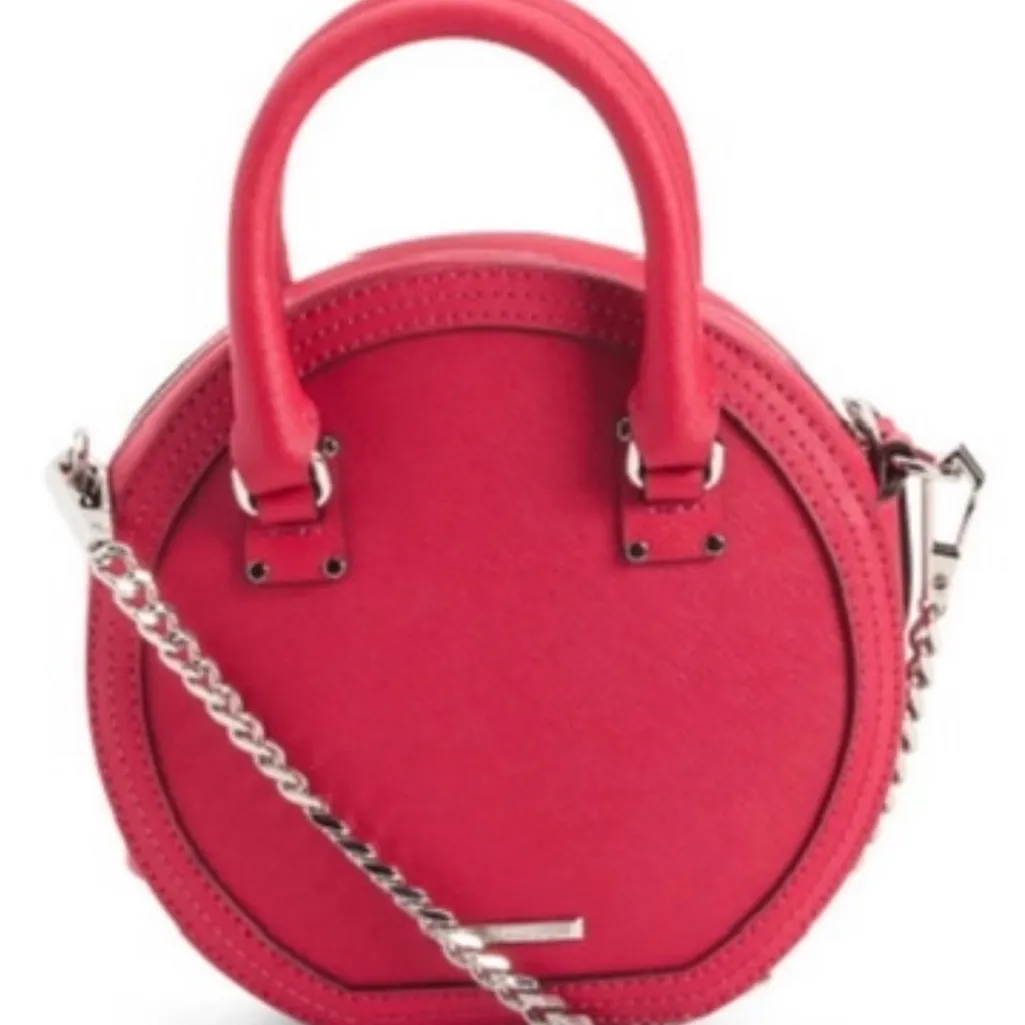 Rebecca Minkoff Bree Circle Bag Crossbody Hot Pink Saffiano Leather NEW - Image 7