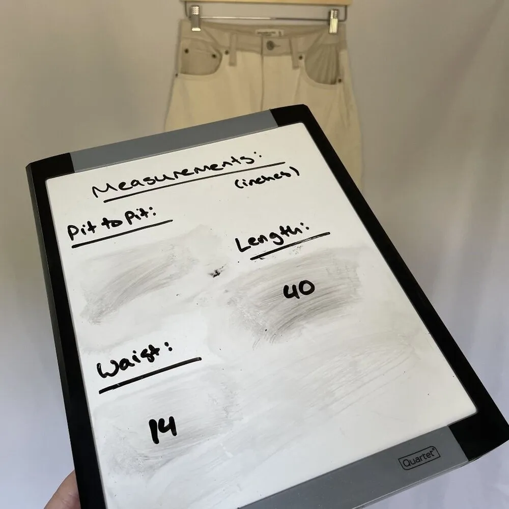 Abercrombie & Fitch white tan leather topped straight leg jeans size 29 cotton - Image 2