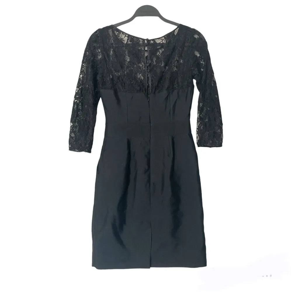 REISS Aloe Black Lace Panel Sweetheart Neckline Silk Dress 4 - Image 13