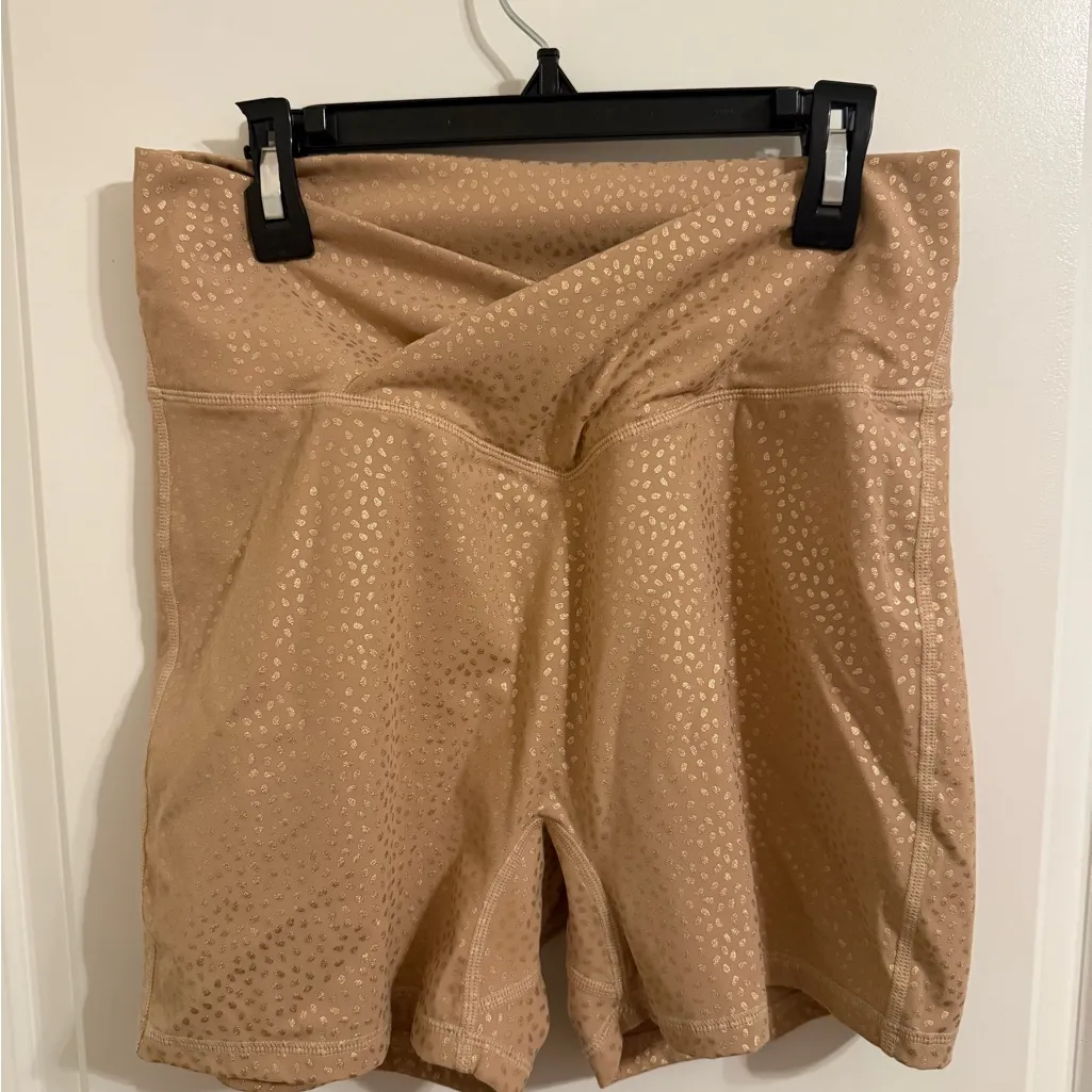 Buffbunny Collection Gold Bossy Print Crossover Shorts Large - Image 2