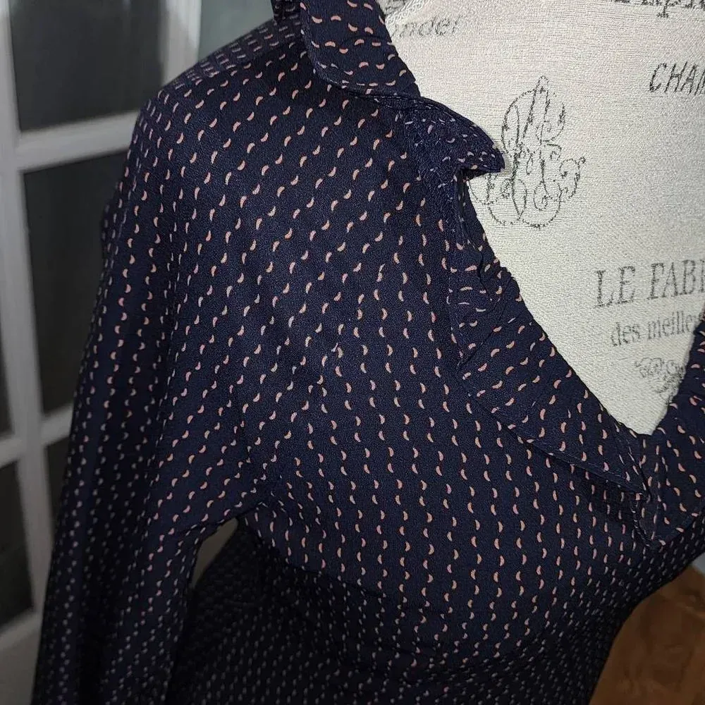 NWT Very J Womens Navy Blue V Neck Fit & Flare Fall Dress Small‎ - Image 3