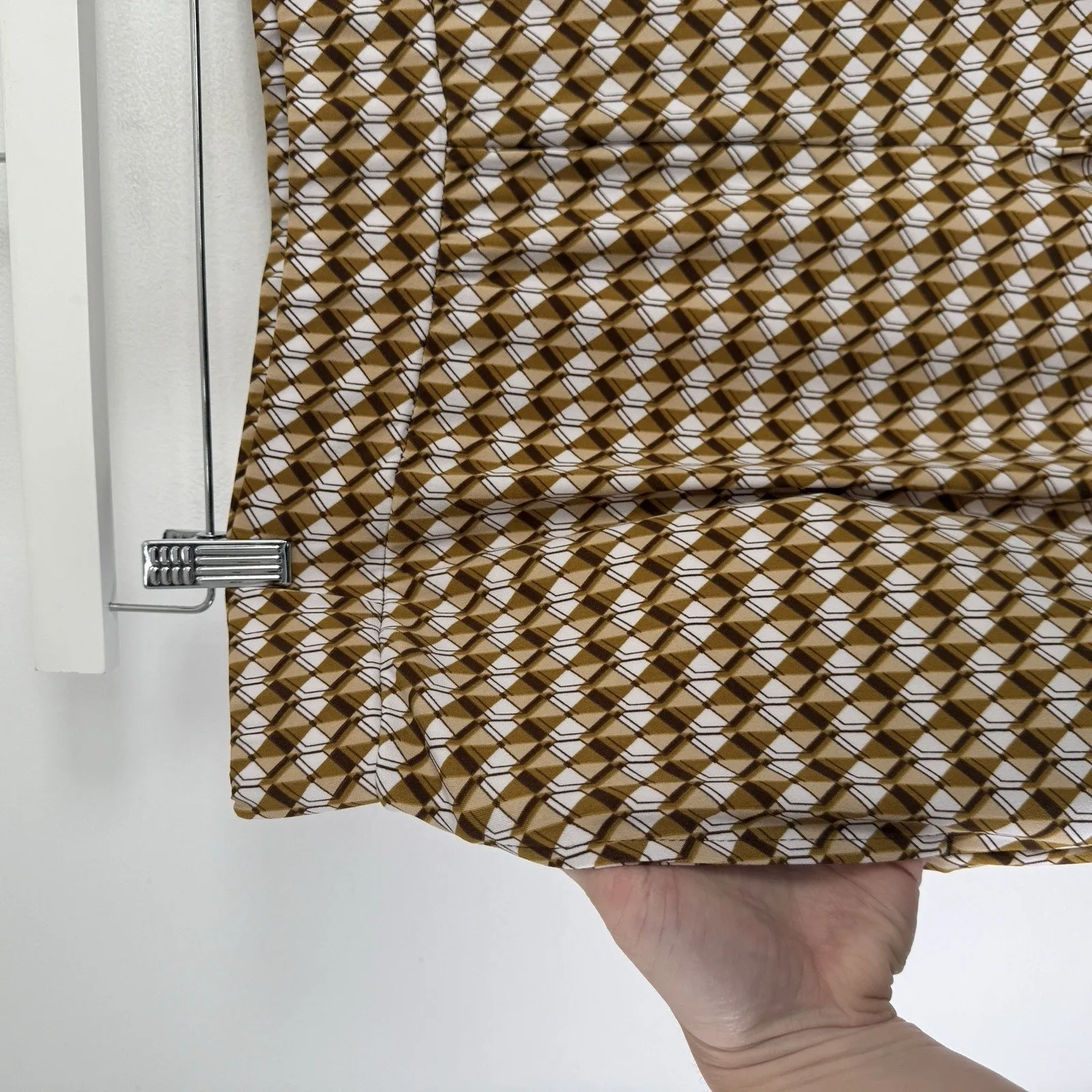 Susan Graver Brown Geoemtric Liquid Knit Pull On Pants Boho Womens Plus 1x - Image 2