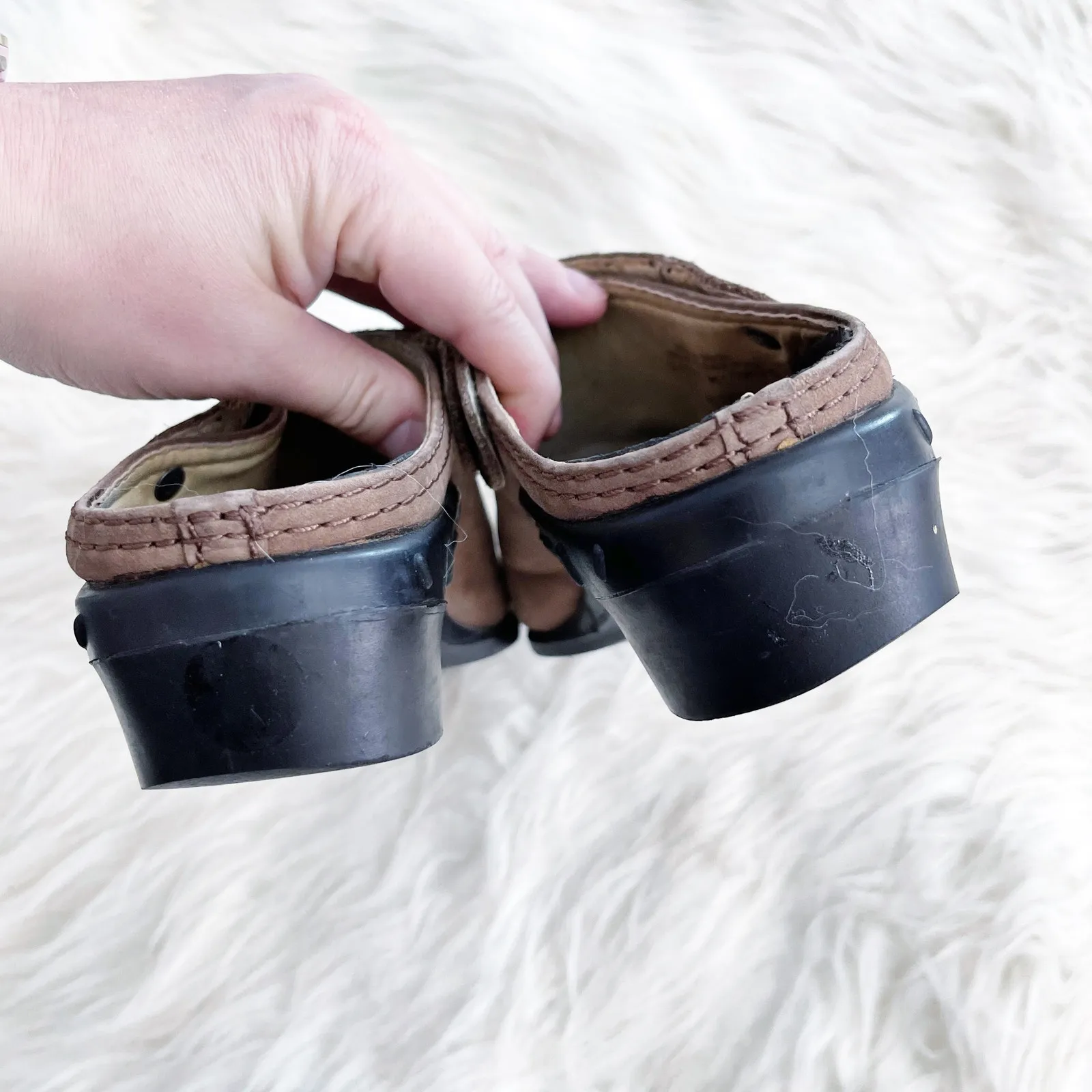 Ariat Brown Leather Sport Clog Slip On Slingback - Image 6