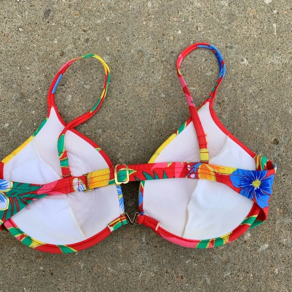 Vintage 90s underwire tropical bikini top Red Size L - Image 5