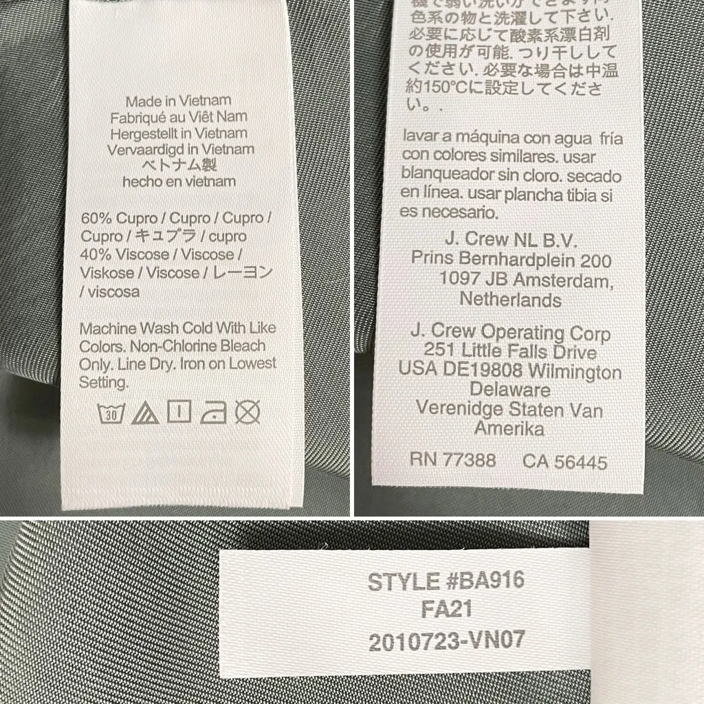 J. Crew Gwyneth Cupro Blend Slip Dress Sz 12 Slate Green Midi Sheath Minimalist - Image 9