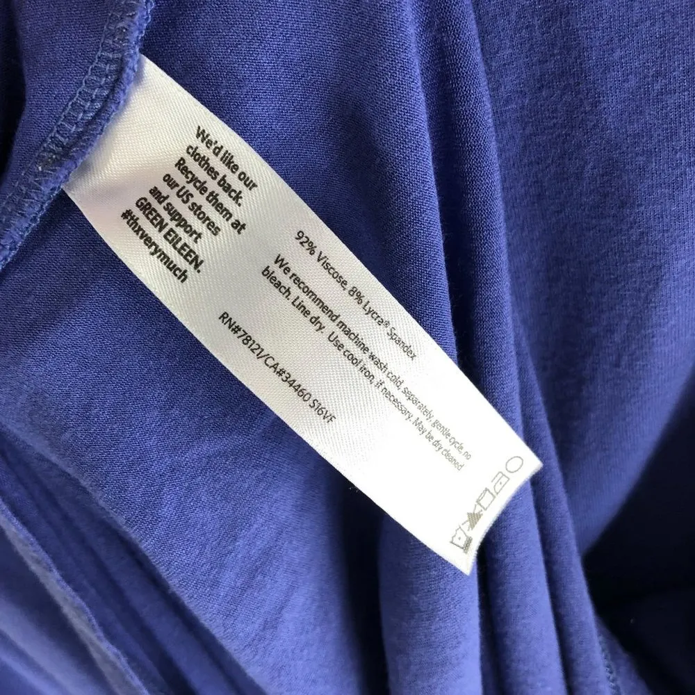 Eileen Fisher Womens T Shirt Dress Square Neck 3/4 Sleeve Stretch Blue PP - Image 4