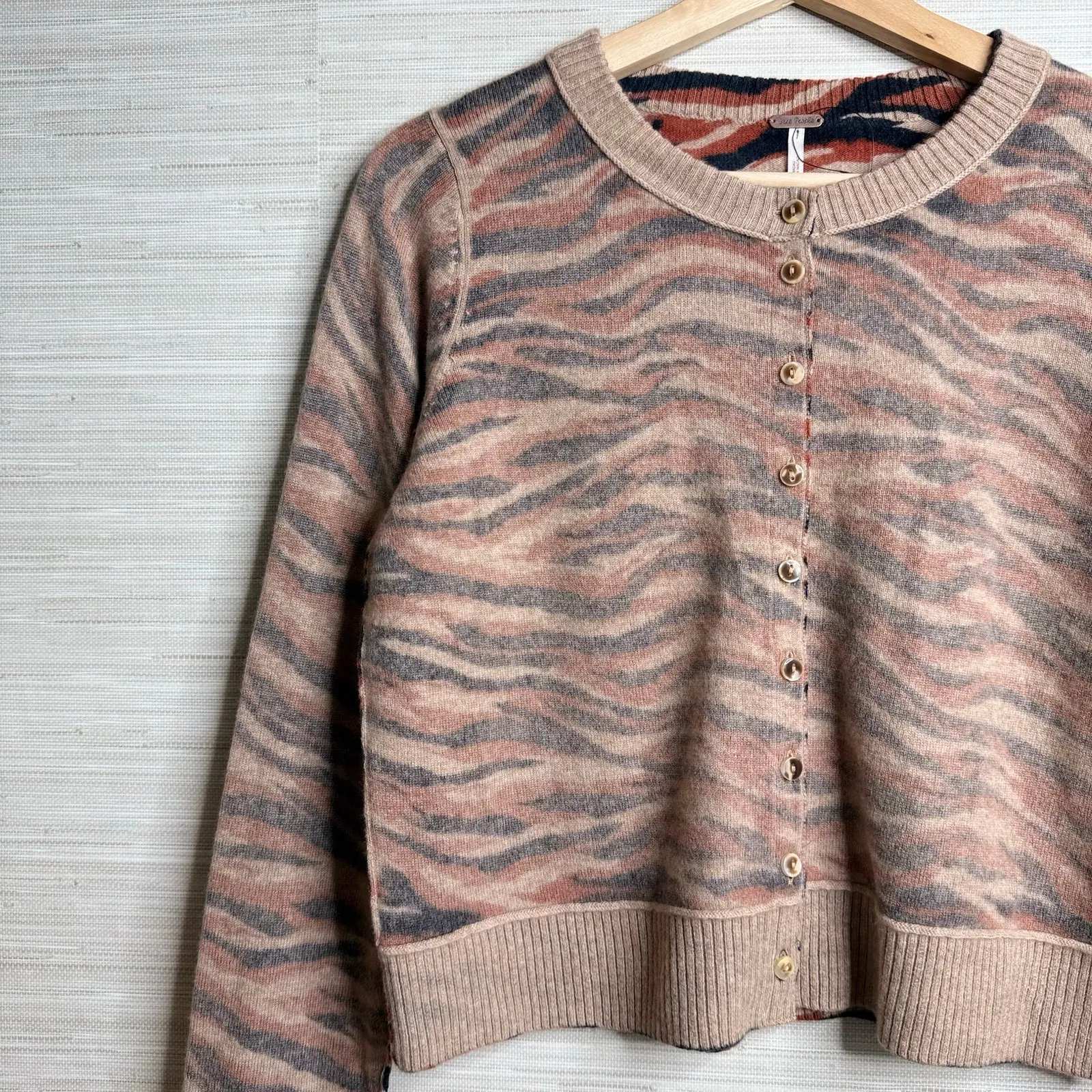 Free People cardigan sweater wool cashmere cozy warm boho print Small - Image 2